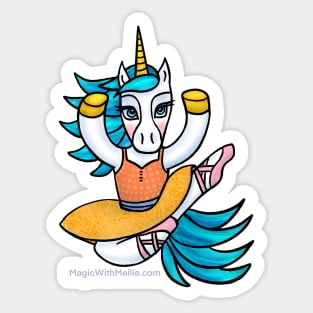 Teal + Orange Dancer Unicorn - Original Illustration Sticker